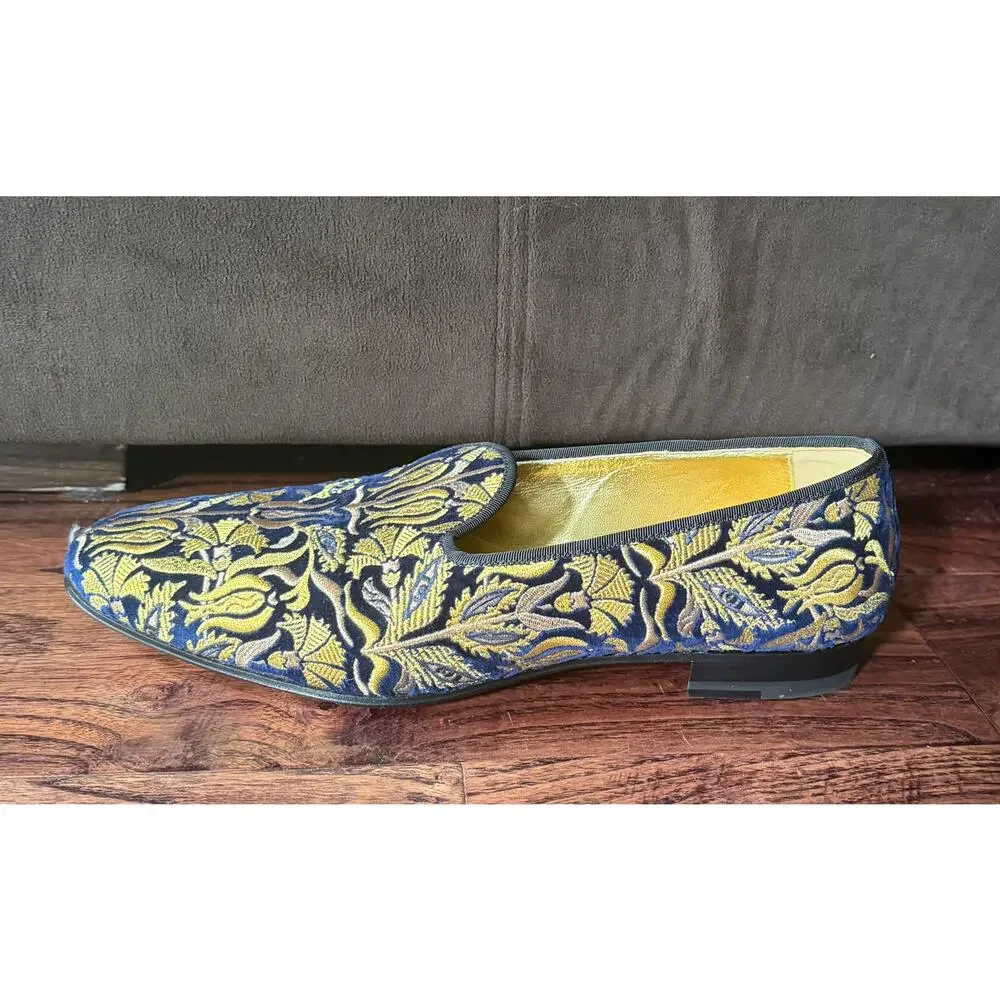 $1,595 New Christian Louboutin Embroidered Floral Velvet Loafers Black 45(12)
